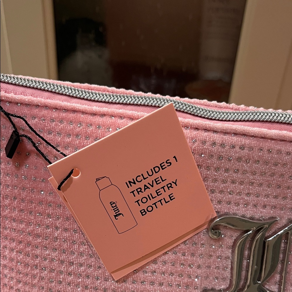 Juicy Couture Travel Pink Cosmetic Bag with Silver Accents - Picture 2 of 4